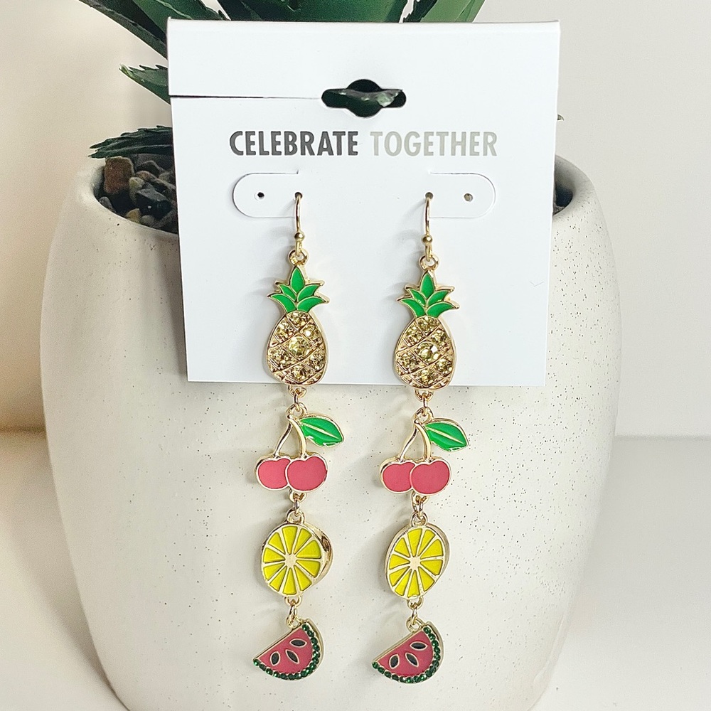 Pineapple lemon, cherry watermelon fruit summer earrings
